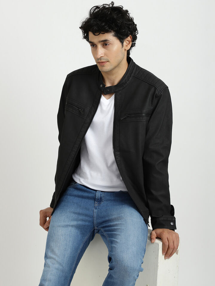 PU BIKER STYLE JACKET image number 5